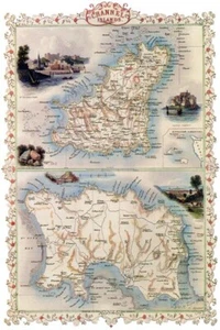 1800'S MAP CHANNEL ISLANDS JERSEY PETERS POSTER REPRODUCTION - Picture 1 of 3
