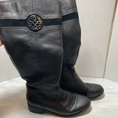 Botas Franco Fortini Stamford de cuero negro hasta la rodilla con cremallera talla 6,5 W Foto 1 de 4