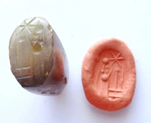 Large Chalcedony Stamp Seal - 700 BC Neo-Babylonian - Picture 1 of 11