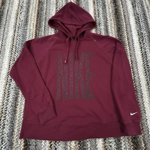 Nike Hoodie Women Medium Maroon Sweatshirt Sweater Spell Out Swoosh Ladies * - Picture 1 of 13