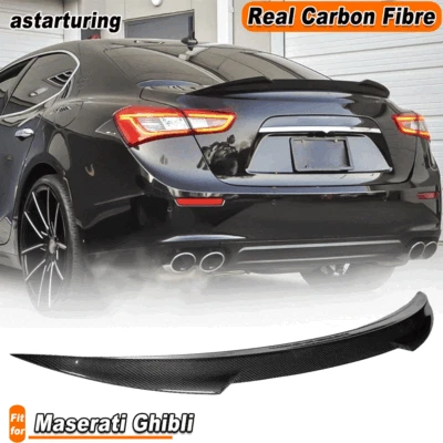 Ajuste para Maserati Ghibli Sedan 2014-2024 REAL carbono tronco traseiro spoiler asa lábio  - Imagem 1 de 4