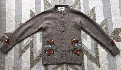 De Colección Hark New York Mezcla de Lana Cárdigan Botón Suéter Floral Bordado Talla S Foto 1 de 4
