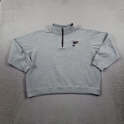 St. Louis Blues Sweater Womens 2XL Gray Pullover Logo Print Sweater NHL Cover