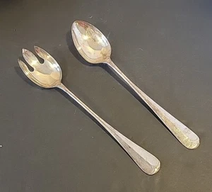 Juego de cuchara y tenedor para ensalada para servir plato de plata vintage Italia 9,5"" pesado sin marca - Imagen 1 de 6