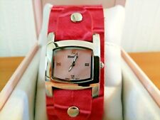Ladies Henley Glamour Hot Pink Chunky Cuff Strap Fashion Watch Gift Box RRP £50