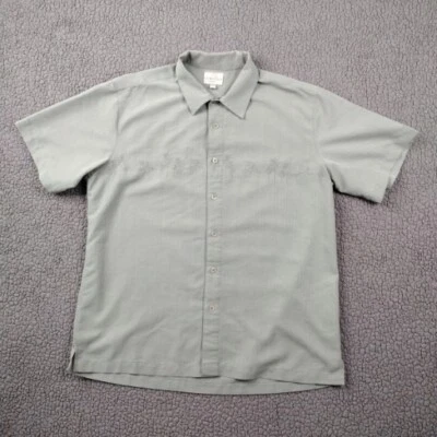 Trader Bay Men's Large Light Green Button-Up Collared Palm Tree Embroidered - Image 1 of 4