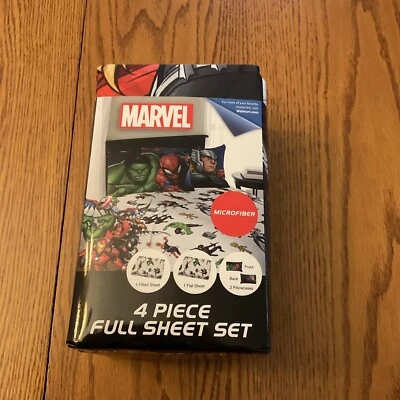 Набор простыней из 4 предметов из микрофибры Marvel Super Heroes. Новый в упаковке. - Изображение 1 из 3