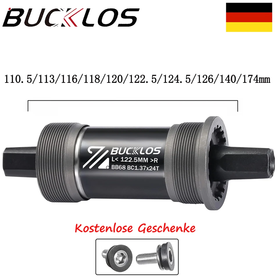 BB68mm Tretlager Fahrrad Innenlager ISO vierkant Patronenlager 10 Achslängen MTB - Bild 1 von 4