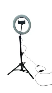 8" LED Ring Light with Tripod Stand & Phone Holder, USB Powered, Dimmable 27" - Picture 1 of 9
