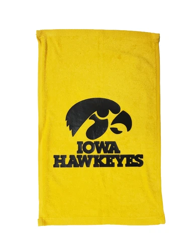 Iowa Hawkeyes Gold Rally Towel Black Vinyl Logo 11" x 18" 100% Cotton Cover