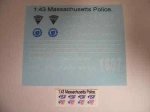 Massachusetts State Police 1/43 Water Slide Decal Set Fits SUV & Cruiser - Picture 1 of 1