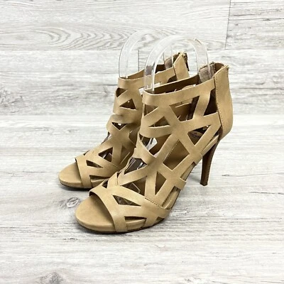 Sandalias de vestir para mujer Fergalicious Fergie histeria enjauladas tacón cremallera tostado talla 6,5 Foto 1 de 4