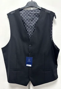 NEW TM Lewin Premium 44R 46R Slim Fit black wool Aldwych paisley lined waistcoat - Picture 1 of 14