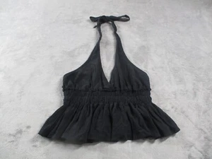 Camiseta sin mangas Ocean Drive para mujer mediana halter negra cuello en V volantes algodón usada en excelente estado - Imagen 1 de 9
