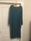 Roamans Teal LS Shirt W/ Front Slit, NWOT, 2X, Rounded Neck, Beautiful