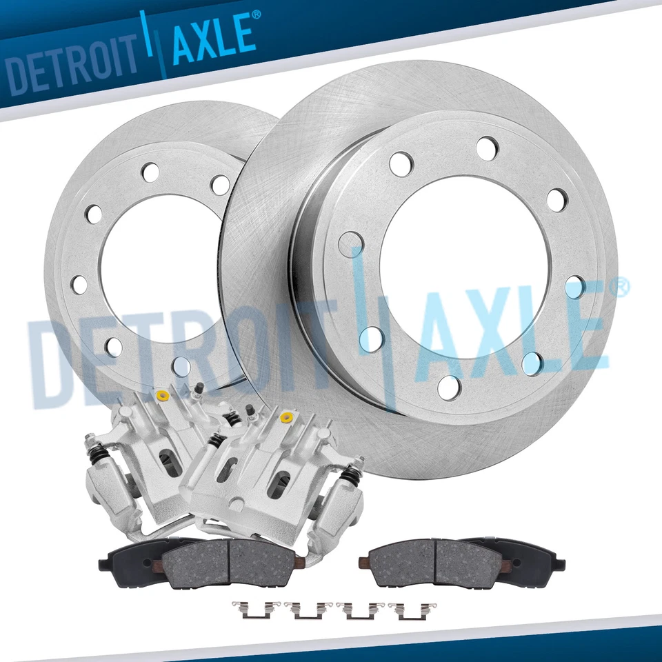Rear Disc Rotors + Brake Calipers & Brake Pads for 2000-2004 Ford F-250 F-350 SD - Image 1 of 4