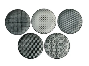 Plate set φ20.5cm H2.5cm 5pcs 5pattern Mino Ware Breakfast Dinner Cool 2850 - Picture 1 of 11