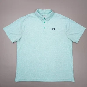 Polo da golf Under Armour Playoff HeatGear uomo 2XL righe verdi manica corta difetto - Foto 1 di 9