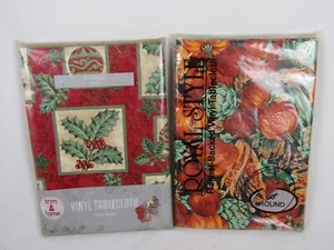 Vintage Vinyl Tablecloths Fall/Christmas-60 Inch Round-Flannel Backed-NEW - Picture 1 of 6