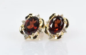 Aretes de granate y diamantes en oro amarillo de 14 k de 2,00 quilates - Imagen 1 de 3
