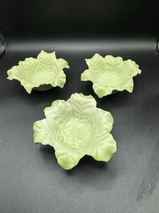 Vtg Fitz & Floyd Small Green Cabbage Leaf Ruffle Bowls Ice Cream Bowls -C26 - Picture 1 of 7