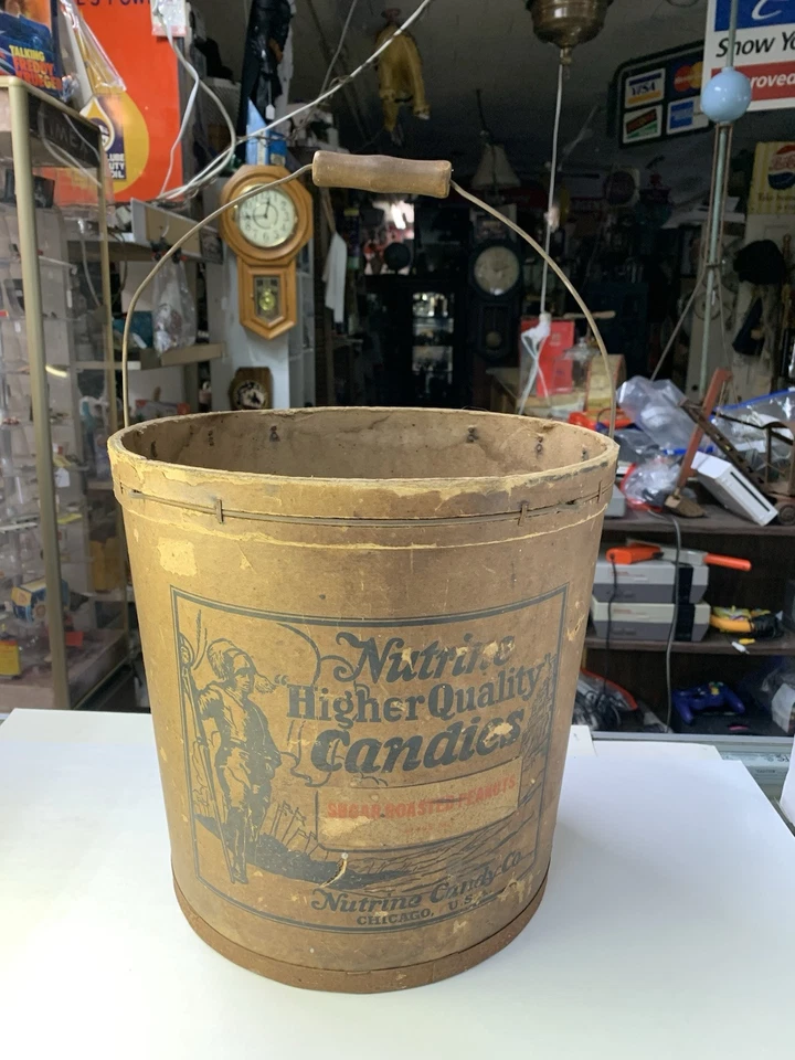 Large 1800’s  Nutrine Confections Cany Container Bucket Chicago IL Antique - Image 1 of 4