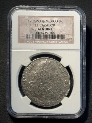 1783MO FF MEXICO 8R Reales Silver EL CAZADOR Shipwreck Treasure Coin NGC GENUINE - Image 1 of 4