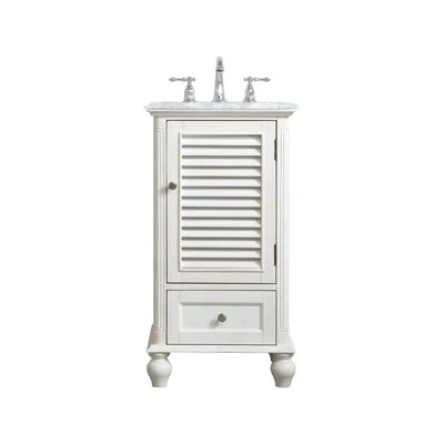 Elegante tocador de baño individual decoración de 19 pulgadas en blanco antiguo Foto 1 de 3