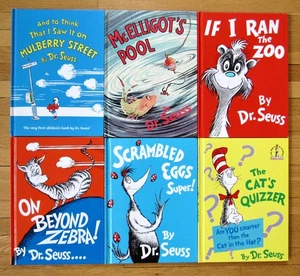 Lot 6 DR SEUSS Mulberry Street McElligot's Pool On Beyond Zebra Quizzer HB OOP - Imagen 1 de 3