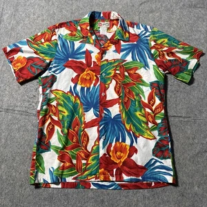 Vintage Hilo Hattie Hawaiian Shirt Mens M Floral Colorful Short Sleeve Button Up - Picture 1 of 6
