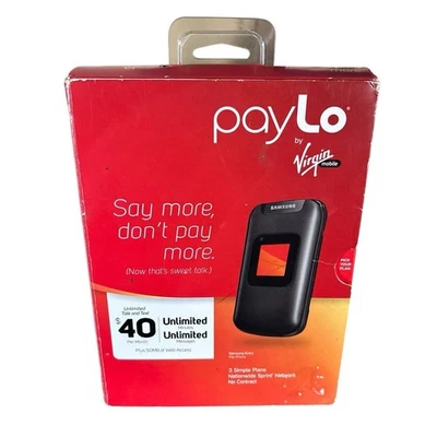 Samsung Entro Flip Phone Paylo Virgin Mobile Color Display Black Speakerphone  - Image 1 of 4