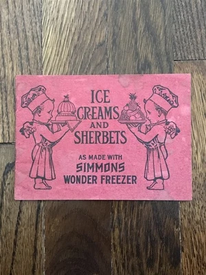 LIBRO DE COCINA DE RECETAS PUBLICITARIAS VINTAGE SIMMONS WONDER CONGELADOR BATIDORA DE HELADOS  Foto 1 de 4