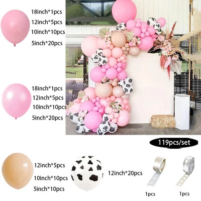 Kit de arco de guirnalda de globos de vaca rosa con globos con estampado de vaca para niños animales de granja Foto 1 de 4