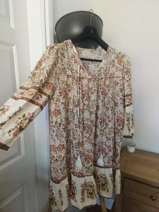 Boohoo Azura Exchange Floral Tassel V Neck Mini Dress UK 14-16 Boho Holiday - Picture 1 of 7