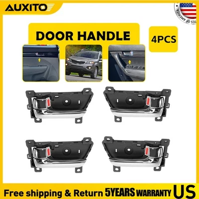 4 хромированные внутренние дверные ручки передняя задняя левая правая сторона подходят для KIA Sorento 2011-2015 годов выпуска - Изображение 1 из 4