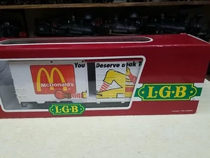 LGB G scale 44910 McDonalds Box Car Steel Wheels Hook Loop Couplers - Picture 1 of 9
