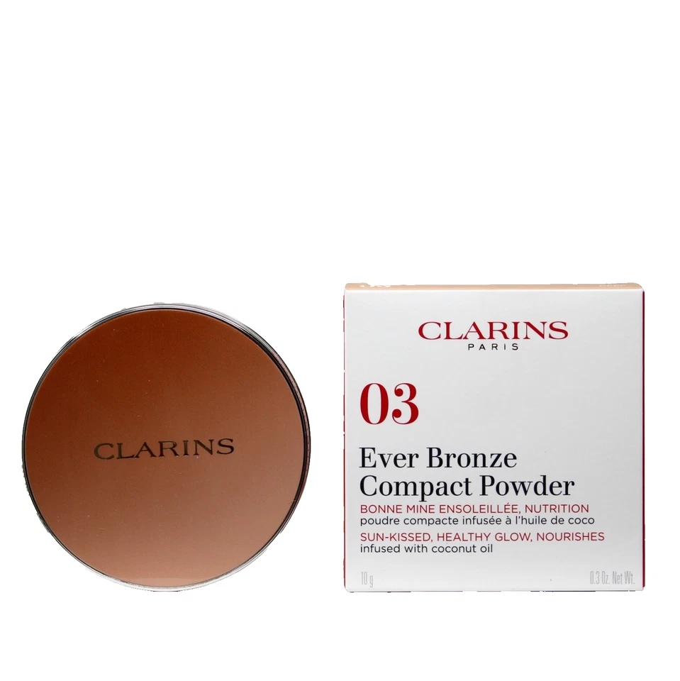 CLARINS EVER BRONZE COMPACT POWDER SUN-KISSED,HEATHY GLOW,NOURISHES 10G #03 - Image 1 of 1
