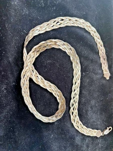Italy 925 Sterling Silver 6 Strand Braided Herringbone Necklace 24" 28.2 GM - Picture 1 of 3