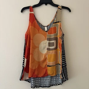 Anthropologie Tiny Abstract Colorblock Boho Canotta Donna Small SP - Foto 1 di 5