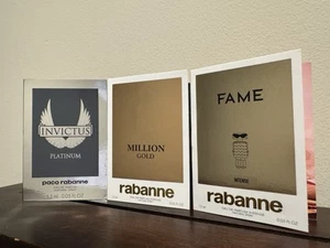 Three Paco Rabanne Invictus 1 Million Fame Sample Sprays 1.5 ml / 0.05 oz New - Picture 1 of 2