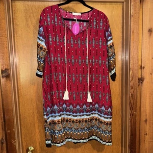 Halife Floral XL Bohemian Tunic Dress NWT - Picture 1 of 8