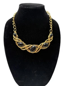 Vintage Monet 16” Golden Swirl Statement Necklace - Picture 1 of 9