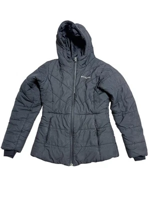 Chaqueta Columbia para mujer mediana negra con capucha acolchada aislada cremallera completa acolchada Foto 1 de 4