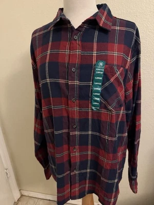 Camisa Cloudveil Para Hombre Grande Roja Azul Franela a Cuadros Manga Larga Bolsillo con Botones Foto 1 de 4