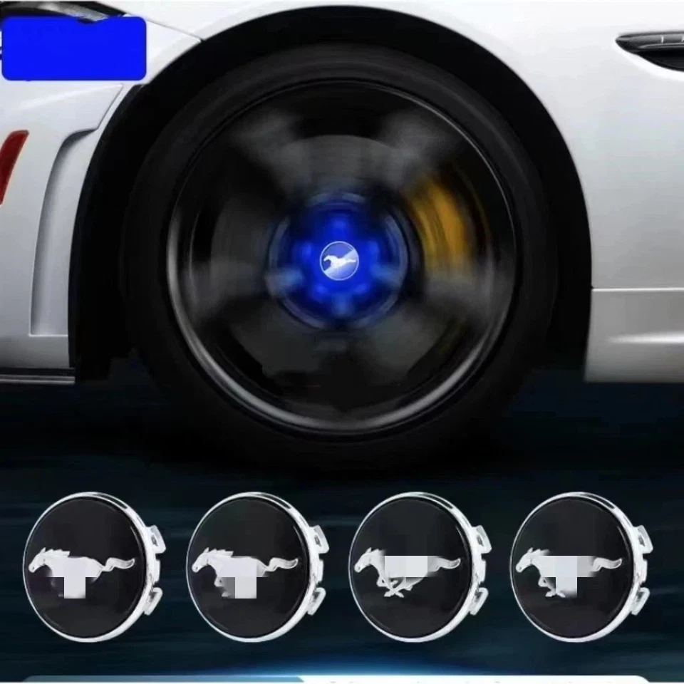 Tapacubos centrales de luz LED flotantes autoalimentados de 54 mm para Ford Mustang Foto 1 de 4