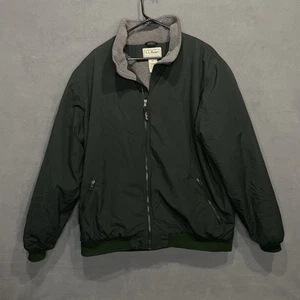 llbean Mens Bomber Jacket 2xl Hunter Green Fleece Lining Full Zip - Picture 1 of 8