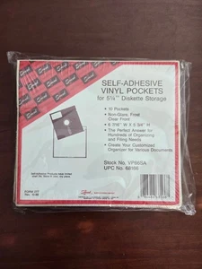 #0097 For 5 1/4" Floppy Disk Self-Adhesive Vinyl Pockets 10 PCS 5.25" - Picture 1 of 2