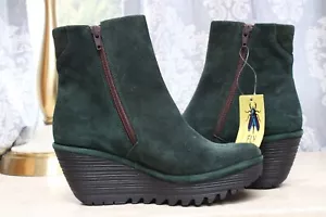 Fly London - Suede Ankle Boot - Yulu - Green Frost Bronze - EU 37 Wide US 6 -6.5 - Picture 1 of 9