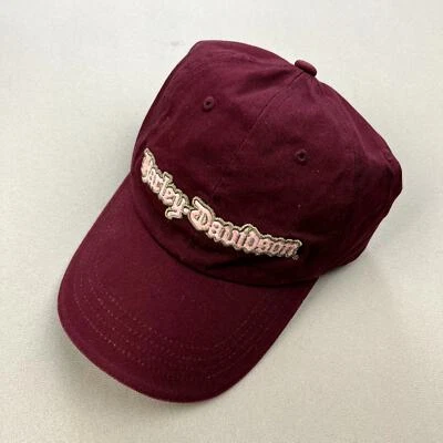 Harley Davidson Motocicletas Sombrero Correa Granate Motociclista Chopper Logo Ajustable Foto 1 de 4