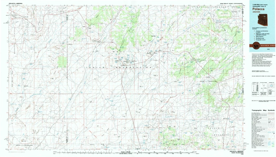 Impresión de mapa vintage de Polacca, AZ - 1982 | Reserva Hopi y tierras escénicas de Arizona Foto 1 de 1